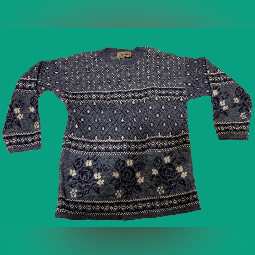 80s 90s knit winter rose sweater